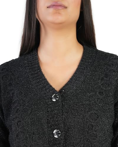 Image of MANRA Women's Woolen V-Neck Buttoned Full Sleeve Cardigan Self Design Soft Wool Fabric Winter Wear Pure Wool Sweater Fully Warm with Front Pockets Stylish Cardigan