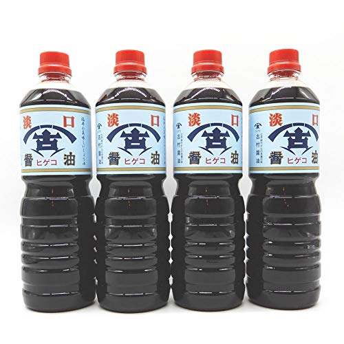 古村醤油 福井の老舗 古村醤油 ヒゲコ醤油の淡口(うす口) 1リットル 4本