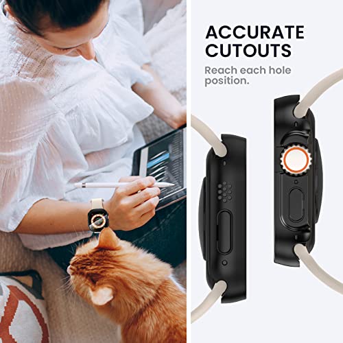 Tensea For Waterproof Apple Watch Ultra Screen Protector Case 49Mm Accessories, Iwatch Protective Pc Face Cover Built-In Tempered Glass Film, Sweatproof Bumper For Women Men, 49 Mm #TOP5