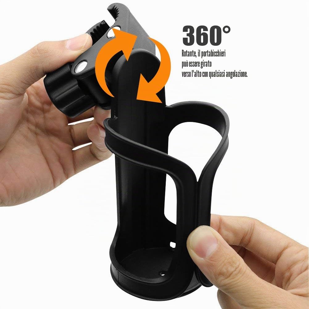 Portaborraccia Fit MTB Bici, Passeggino e Rotelle, 360 Gradi di Rotazione