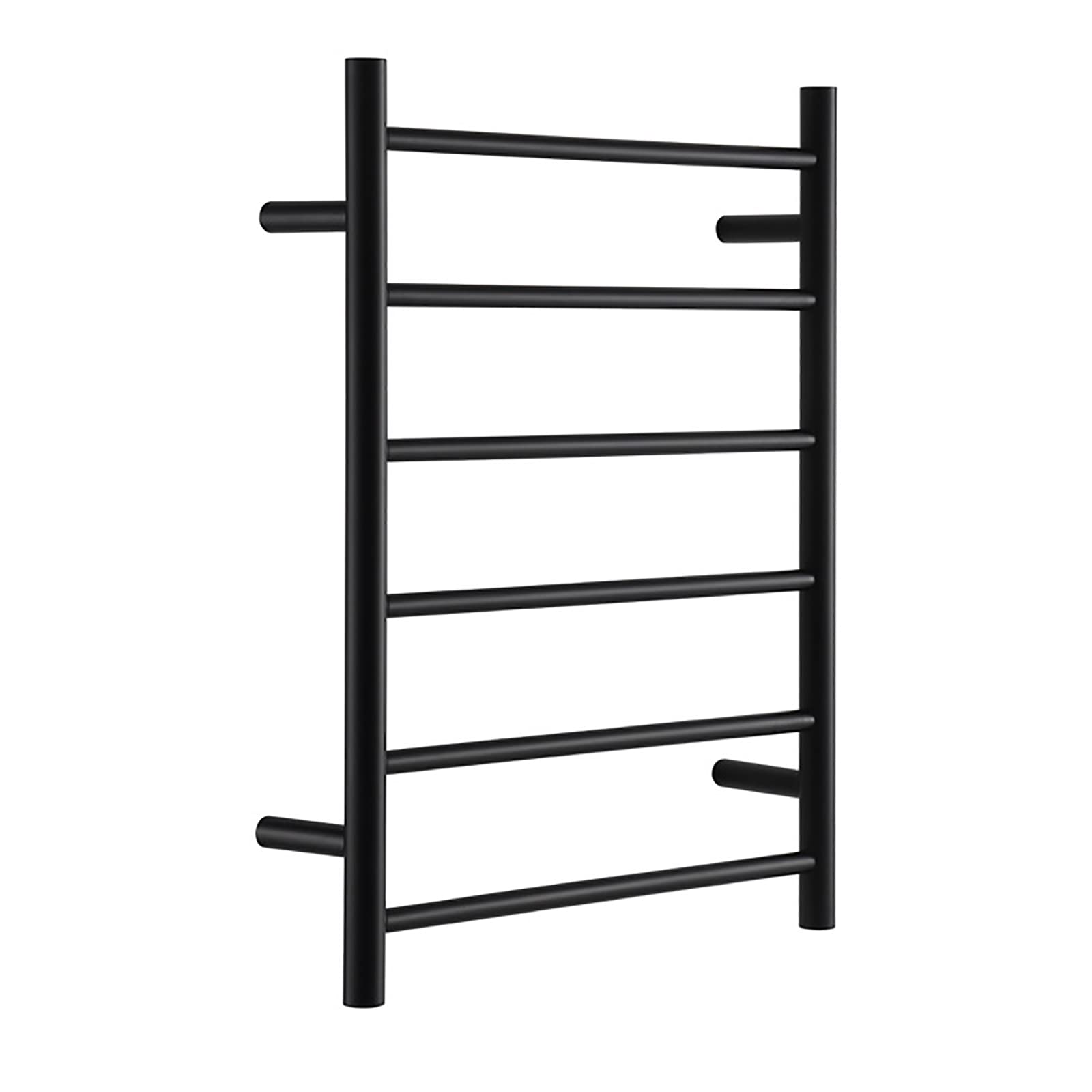 Scaldasalviette Elettrico da Parete, scaldasalviette Nero, in Acciaio Inox 304, con 6 Barre Rotonde, scaldasalviette a Risparmio energetico per Il Bagno, cablato, con Spina