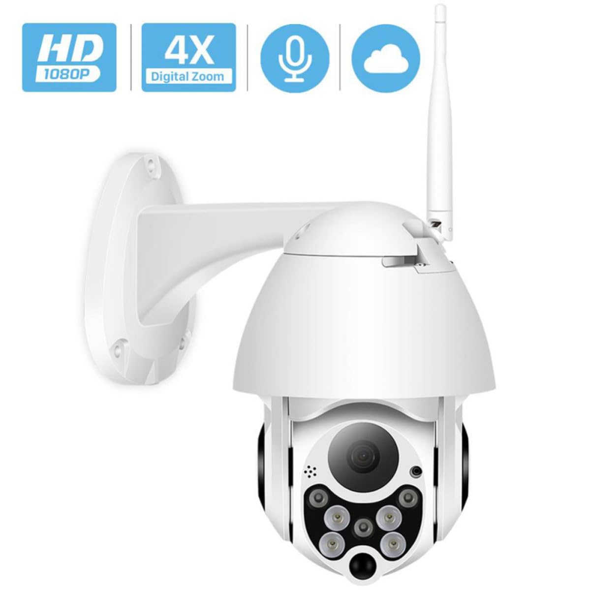 Didiseaon Caméra de Sécurité Étanche sans Fil Audio Bidirectionnel et Vision à Distance pour Surveillance Maison et Bébé, Plastique Blanc, Compatible Carte 128 GB