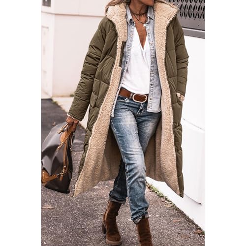 Long Fleece Jacket Women Winter Coat Sherpa Jackets Reversible Parka Padded Down Coats Oversized Fashion Warm Pockets4