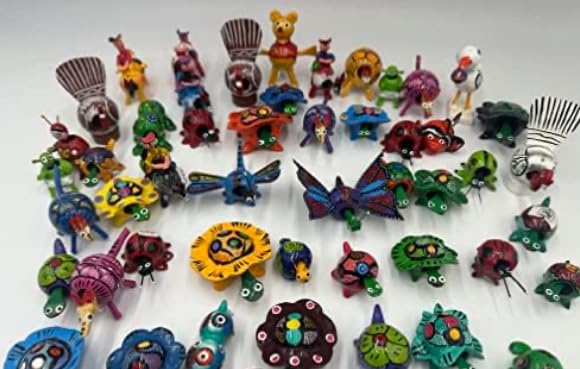 Handcrafted Mexican Wooden Bobblehead Animal Toys | Set of 20 | Unique Wedding Favors, Party Gifts, Trick-or-Treaters, Boutique Decor