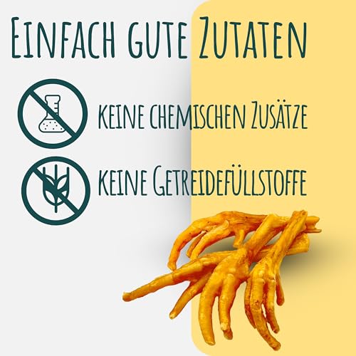 Getrocknete Hühnerfüße für Hunde | 1 kg | 100% Huhn | Kauartikel | Hundefutter | Leckerli von WuffSnacks