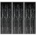 3PCS Tende Frange in Lamina Nera, 1 x 2.5 m Fondale Tende Tinsel, Metalliche Sfondo Foto Tende ,Adesive Tende Frange Decorazioni, Metalliche Streamer Tende Per Feste Compleanno,Matrimoni (Nero)