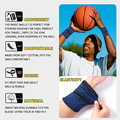 Wrist Pouch, Pocket Wallet with Zippered for Running Walking, Hiking, Cycling, Yoga and More (L, Blue+Ocean Blue+Royal Blue) - Image 4