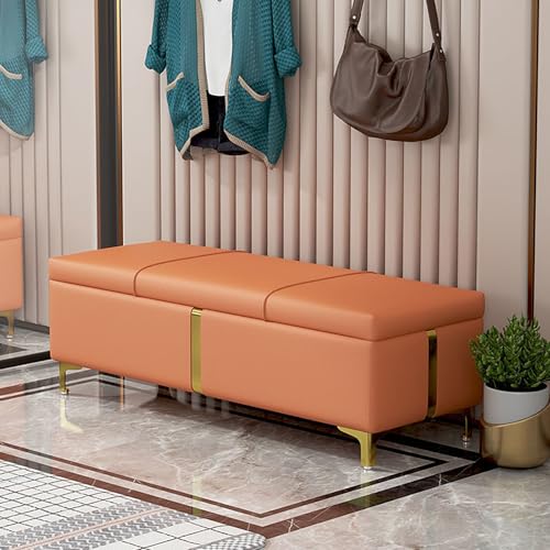 Banc ottoman de rangement extra long en similicuir de qualité supérieure avec coffre