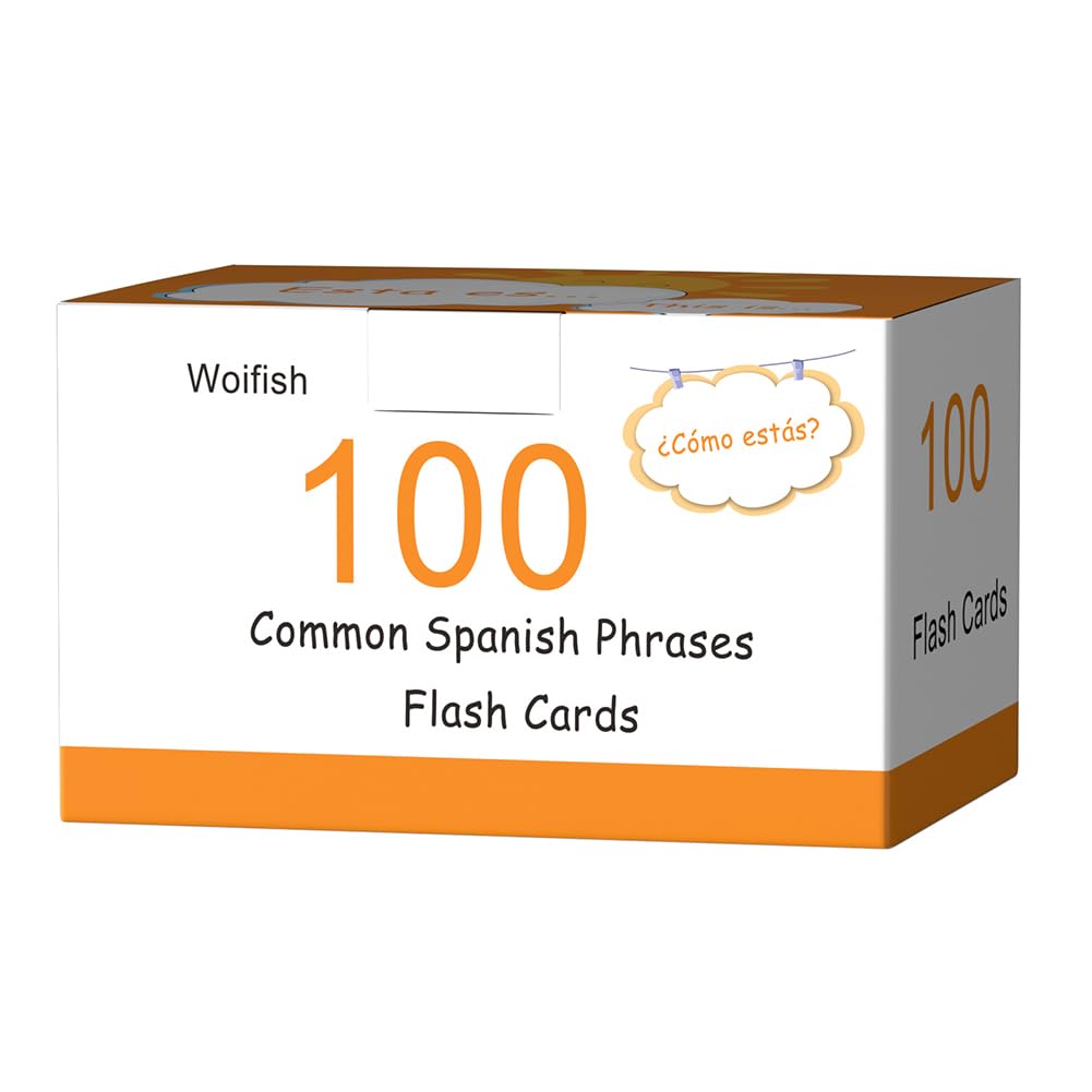 100 Essential Spanish Phrases Flash Cards for Adults - Learn Spanish Phrases for Beginners with Durable & Portable Flashcards