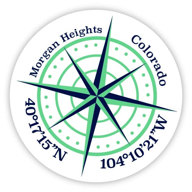 Morgan Heights Colorado 2-Inch Vinyl Decal Sticker Latitude Longitude Compass Design