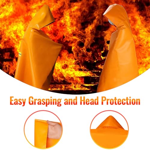 Image of MDH Upgrade Fireproof Emergency Escape Cape -Fireproof Cloak Fiberglass & Silicone Coated Cloth - Flame Retardant Blanket for Household, Office Home- CE-Certified Fire Safety Gear (Adult: 71*67inches)