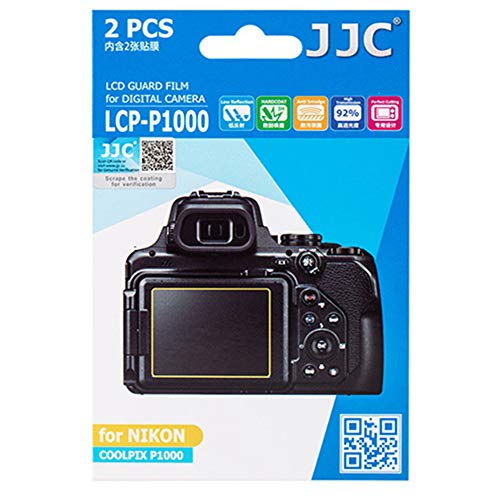 JJC 2 Pack PET LCD Screen Protector Film Cover for Nikon Coolpix P1000