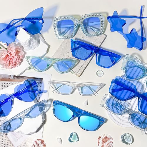 Pibupibu 12 Pack Mixed Style Party Sunglasses for Women Men Bulk Retro Funky Y2K Glasses Set3