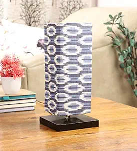 Tu Casa-TC-06.-.Height-12.-.Ikat printShade.-.with Metal Base Table Lamp (B-22 - Brass Holder-Bulb NOT Included).-Bed Switch-Included