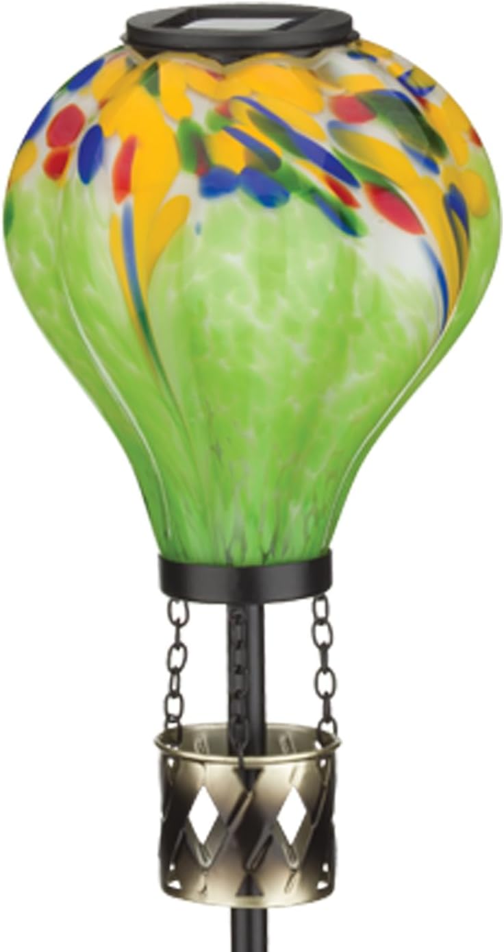 Regal Art & Gift Murano Hot Air Balloon Outdoor Garden Solar Stake – Decorative Handcrafted Outdoor Décor for Garden, Patios & Pathway – Multi
