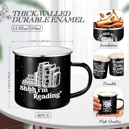 Set de 6 Mugs Esmaltados para Amantes de Libros 12oz Negro miniatura 2
