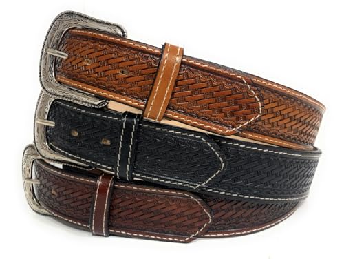 1 3/4" Wide Men's Heavy Duty Basket Weave Work Or Casual Genuine Leather Belt2