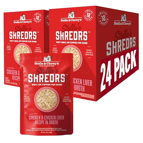Proposed Value: Stella & Chewy's Cage Free Chicken & Chicken Liver Shredrs - Premium Dog Food Pouches - Perfect For Picky Eaters - 24 Pack, 2.8oz Each - image 1