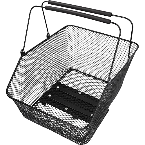 FISCHER E-Bike Gepäckträgerkorb Plus City, Fahrradkorb engmaschig, schwarz, Tragkraft 25 kg