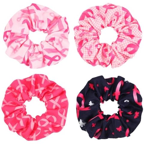 Breast Cancer Awareness Pink Ribbon Hair Scrunchies Cover