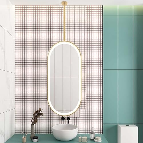 Miroir de plafond LED design moderne cadre or 60x100