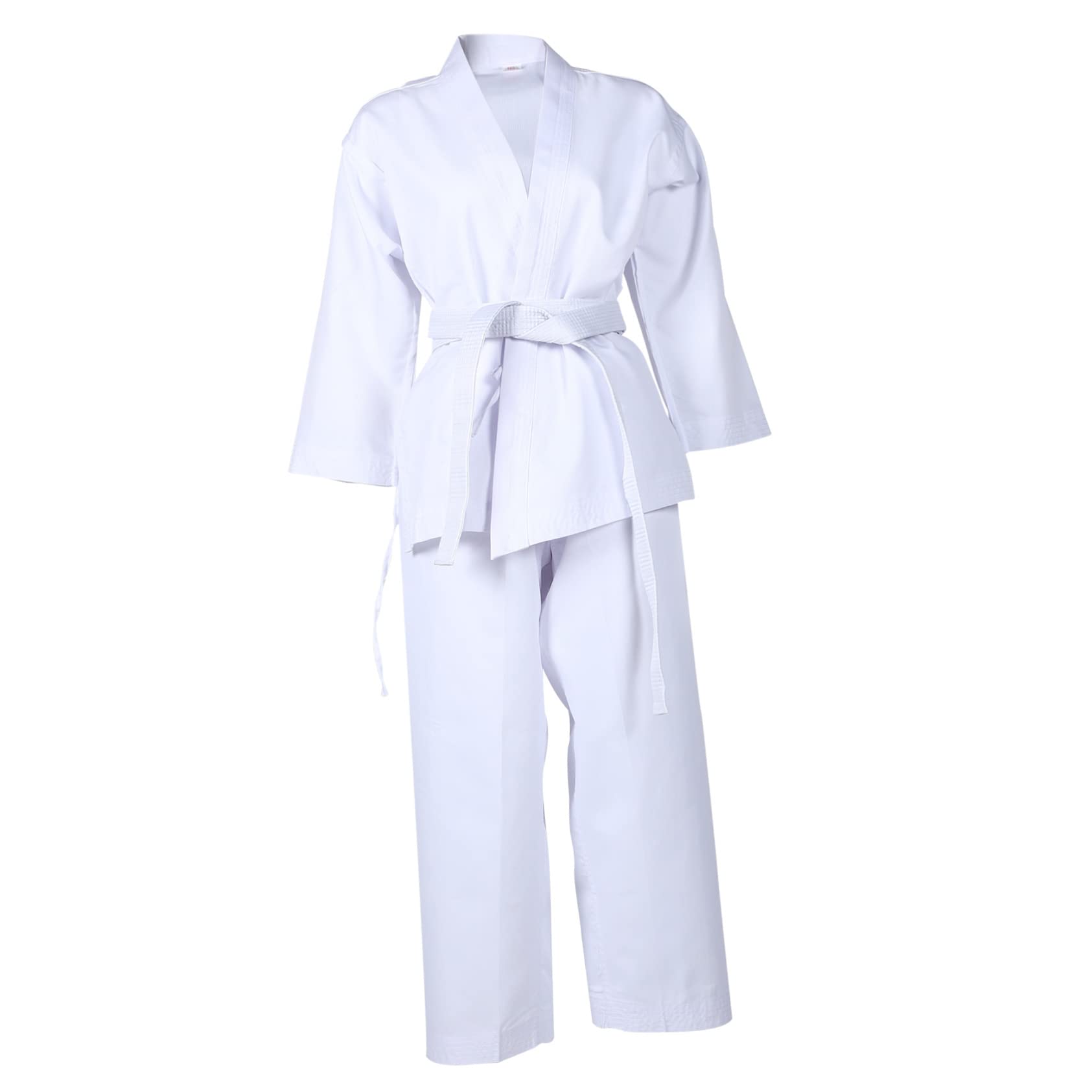 Uniforme da Karate per Adulti, Completo Sportivo Uomo per Taekwondo, in Poliestere Bianco Pantaloni Coulisse, per Allenamento e Competizione