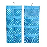 Over the Door Hanging Organizer Double Sided With 4 Large Pockets on One Side and 8 Smaller Pockets on the Other Side - Changing Table or Crib, Kids Bedroom, Nursery, Playroom, Pantry -Blue Poka Dots