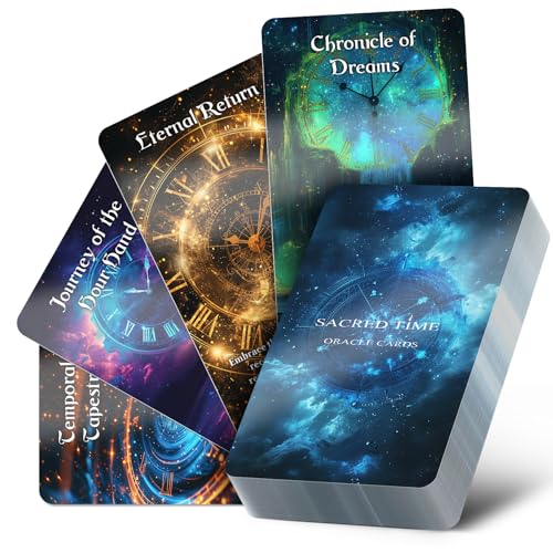 Powerful Time Oracle Cards, Divine Timing Tarot Deck with Meanings on Them, Oracle Cards for Beginners, with Love, Energy, Soulmate, Work, Friendship, Spirit and Past Life (Blue)