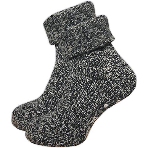 GAWILO Stoppersocken für Damen (1 Paar) | Rutschfeste Hausschuhsocken | Weiche, kuschlige & warme Socken mit Noppen (39-42, anthrazit melange)