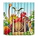 Produktbild LB Karikatur Wildtier Druck Duschvorhang Dekor, Verschiedene Arten Von Dinosaurier Tierfiguren Dekoration 60x72 Zoll Wasserdicht Polyester Stoff Bad Dekoration Vorhang