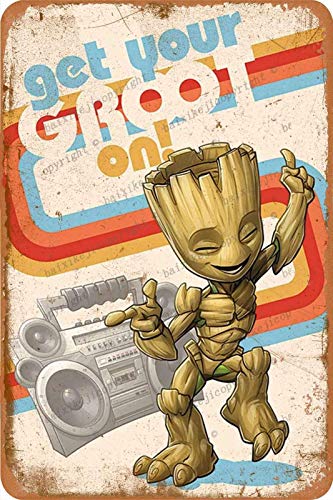 Get Your Groot on Panneaux d’étain Vintage Affiche de métal rétro Plaque de Panneau Mur Art décor 8×12 Pouces Cover