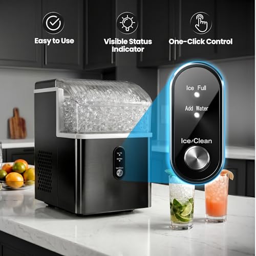 Image of Crzoe Nugget Ice Maker Countertop, 35Lbs /Day, Ice Machine Countertop with Basket and Scoop, Ready in 7 Mins, Portable Ice Maker with Self-Cleaning, Perfect for Home /Office /Party /Bar (Black)