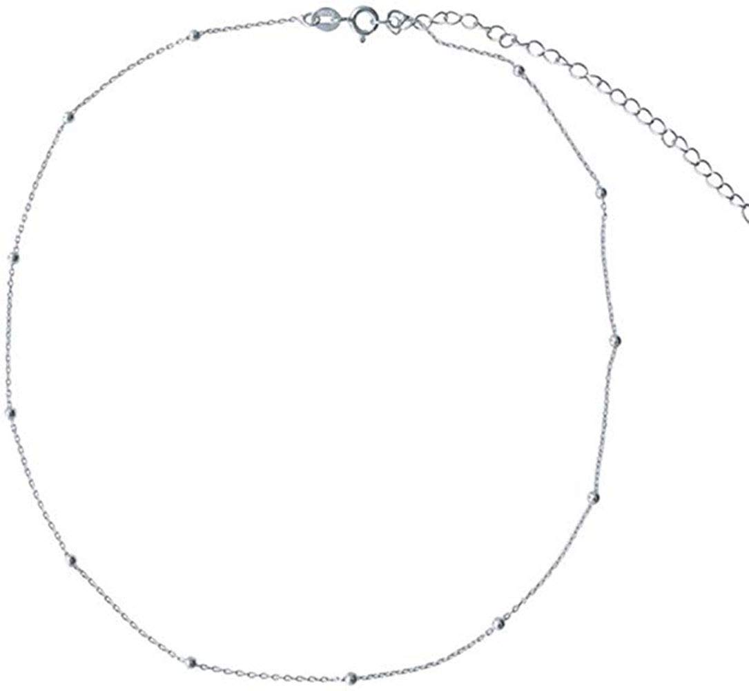 TMCO Delicate Jewelry Sterling Silver Minimalist Choker Thin Bead Ball Necklace