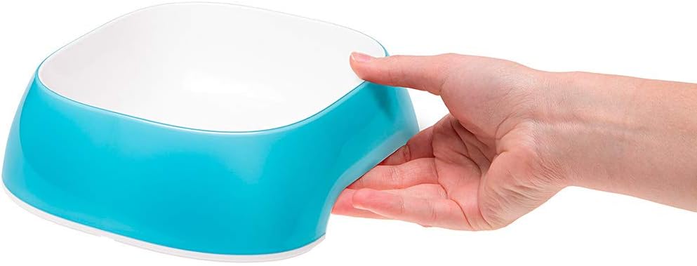 Ferplast Dog Bowls Glam, Non-Slip Rubber Base, Food and Water Plastic Bowl Easy to Clean, 1,2 Liter, Blue