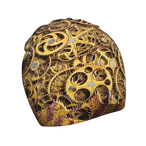 Cool Steampunk Gears Pattern Kids Beanie Hats Warm Knit Beanie Cap Skull Caps Gifts Decor for Boys Girls White