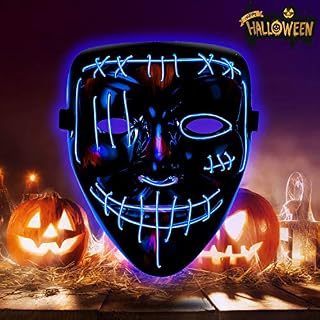 Halloween Mask LED Purge Mask Light Up Scary Mask for Festival Parties Cosplay