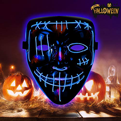 Halloween Mask LED Purge Mask Light Up Scary Mask for Festival Parties Cosplay