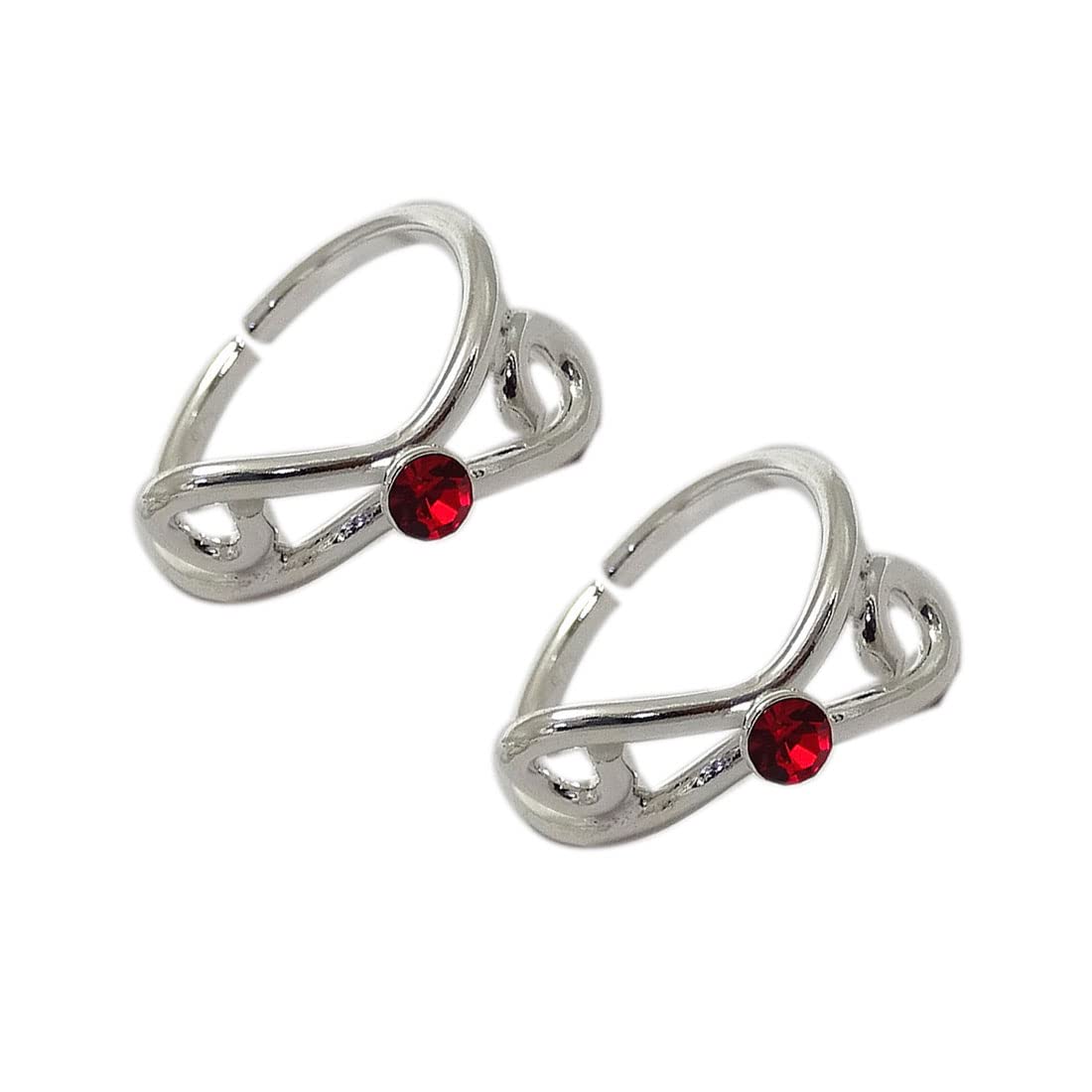sahiba gems 925 Sterling Silver Cubic Zirconia Embellished Toe Rings/Bichiya for Women 2 pcs (Bichhiya)-picture-48