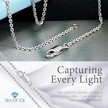 Sea of Ice Sterling Silver 1mm Sparkle Paillette Chain Necklace