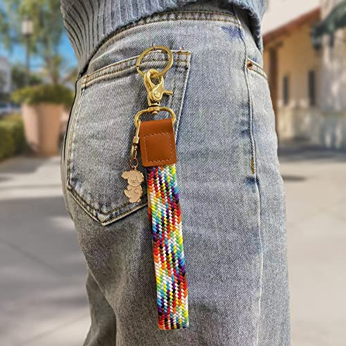 Ifintechno 2 Pieces Elastic High-End Soft Nylon Weave Badge Lanyards, Wristlet Keychain Lanyard For Keys, Cellphone, Wallet,Camera, Id Badges, Knitted Lanyard For Women And Men Classy Gift For Friends #TOP5