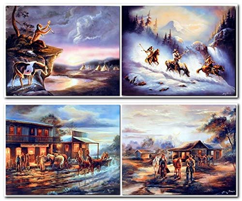 Western Cowboys With Horses Western Theme Four Set 8X10 Picture Wall Decor Art Print Posters #TOP9
