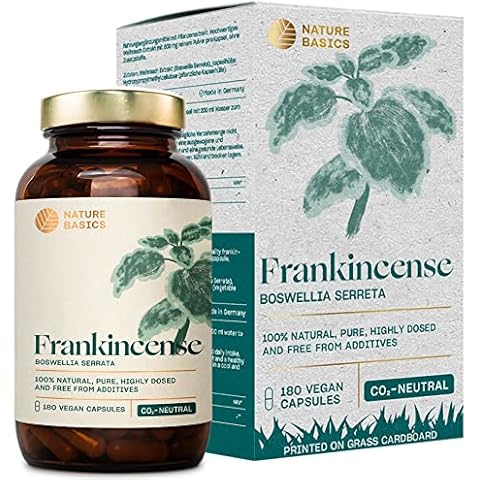Nature Basics® Incense Capsules High Dose & Certified Sustainable in Glass | 180 Capsules with 600 mg Boswellia Serrata | Ayurveda Dietary Supplement | Pure & Laboratory Tested Frankincense Extract Cover