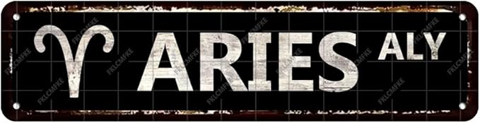 Aries Star Sign Vintage Zodiac Metal Tin Street Signs Home/Room/Bathroom/Bar/Cafe/Garage Wall Decor, 16 X 4 Inch