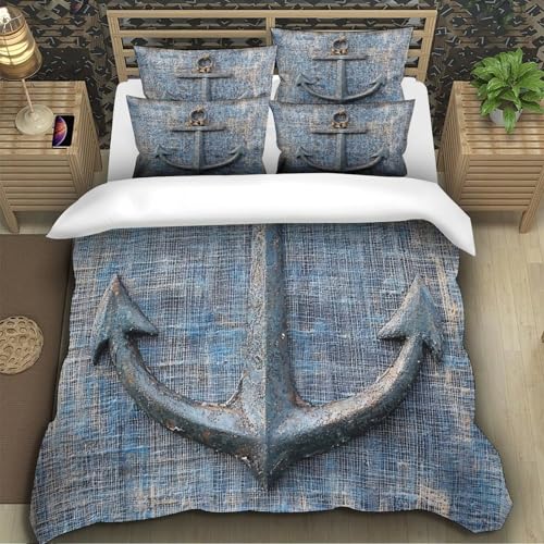 Housse de couette résistante en microfibre ultra douce au motif nautique rustique - 5