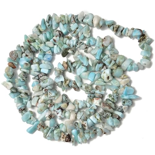 Image of 5-8mm Larimar Chips Natural Chip Stone Beads for Jewelry Making | Semi Precious, Loose Gemstone, Healing Crystal, Rocks, 230Pcs Strand, Drilled, DIY Bracelets Necklaces Earrings Crafts Supply
