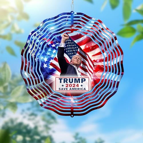 Trump 2024 Save America Wind Spinner TQN3961WS, 12 inches - 3D Hanging Wind Spinners Outdoor, Yard, Garden Decor