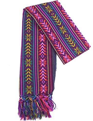 Leos Imports Handmade Mexican Rebozo Shawl: Embroidered, Soft, Lightweight, Elegant – Pashmina shawl Women's Wrap (Electric Purple)