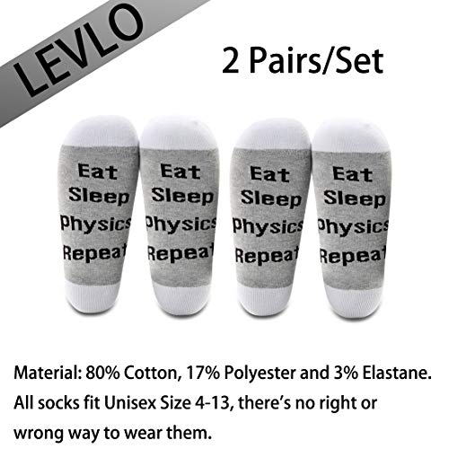 Image of LEVLO Physics Fans Socks Sports Lovers Gift Eat Sleep Physics Repeat Cotton Socks for Physics Lovers (2 Pairs /Set-Mid Calf -1)