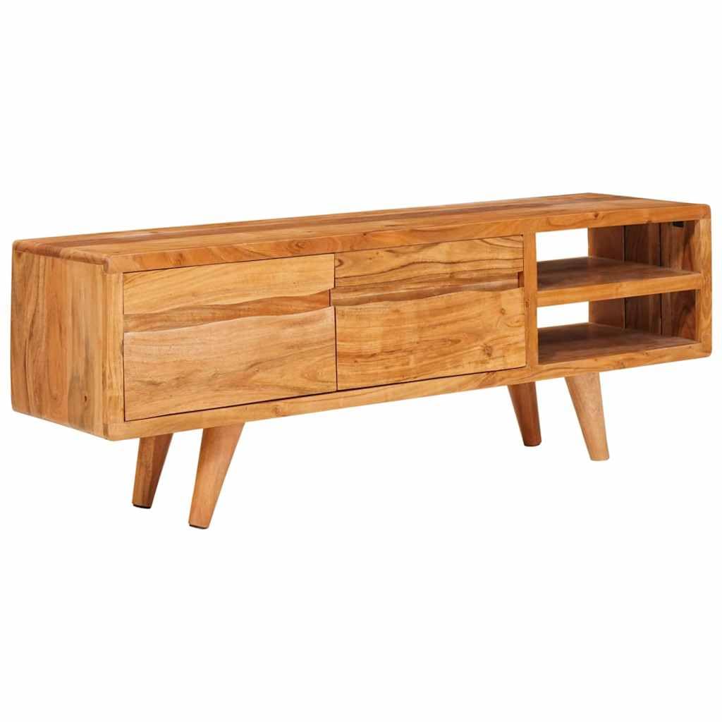 Mueble TV de madera de acacia maciza, marrón, 110 x 30 x 40 cm, color
