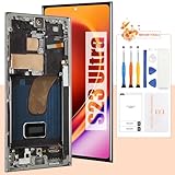 OLED Screen for Samsung Galaxy S23 Ultra Screen Replacement for S23 Ultra LCD Screen SM-S918B Touch Display Digitizer Assembly Repair Parts with Frame(with Fingerprint Function)(Only Fit US Version